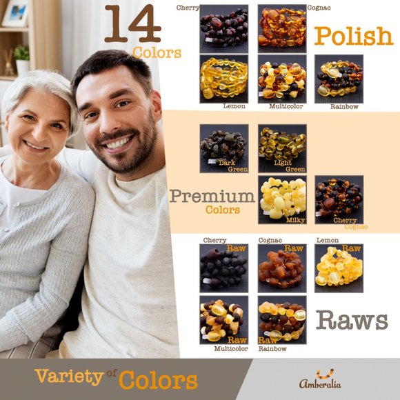 Set of Baltic Amber  Adult and Baby Necklace Set - 13" and 19.7"  - 14 Colors - Picture 15 of 16